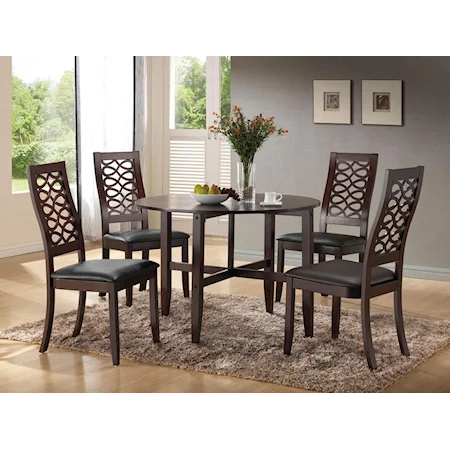 5-Piece Espresso Dining Round Table and Chair Set